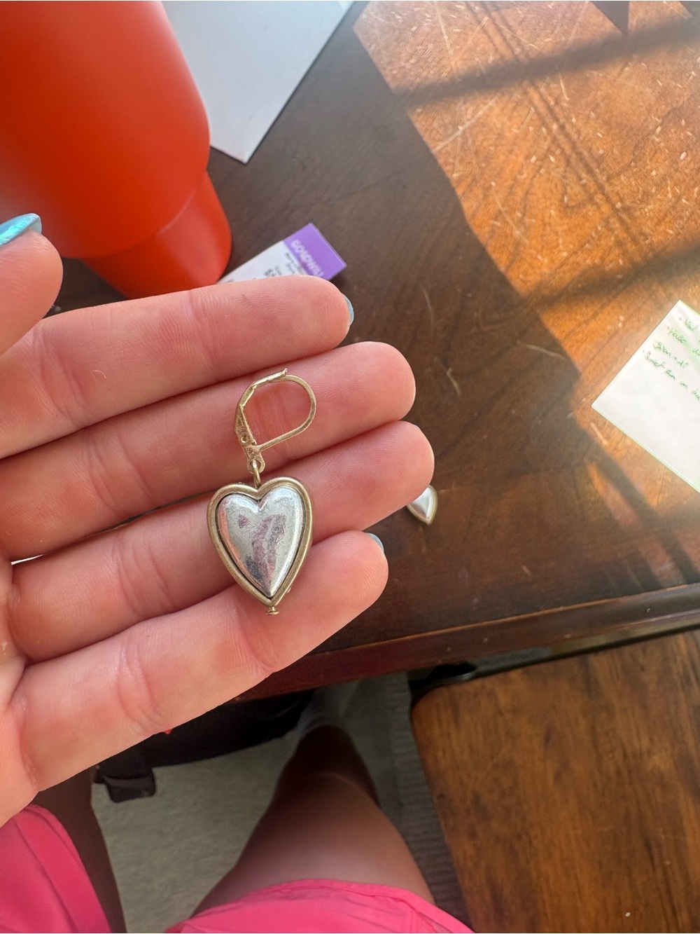 kate spade Gold-Tone Heart Drop Earrings with Silver Heart Inset